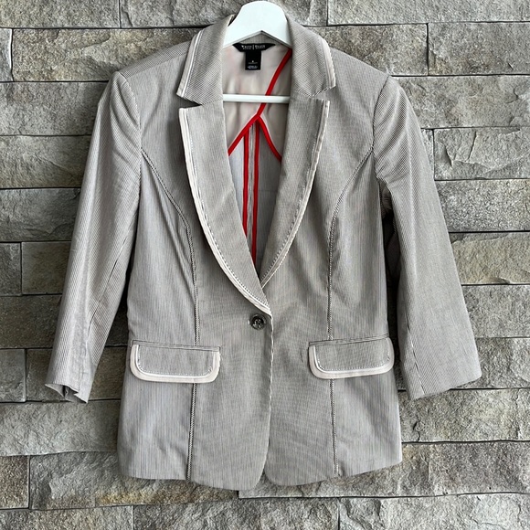WHBM beige pinstripe blazer - Picture 1 of 9